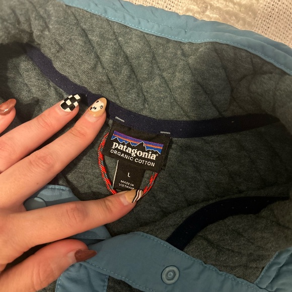 Patagonia Womens Blue Quilted Snap T Organic Cotton Pullover Sweater Large - Picture 3 of 5